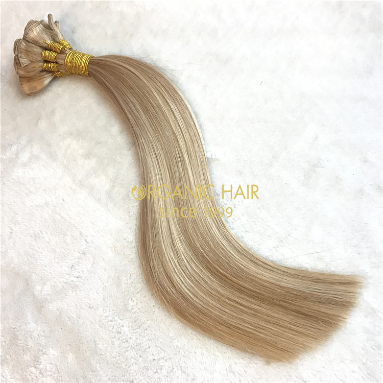 #18/22,20inch--100% Russian cuticle Hand Tied Weft Extensions Wholesale SupplierA112